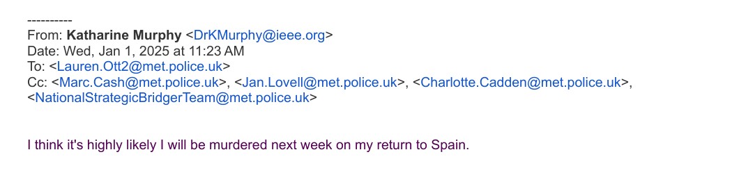 Emails to the police in the UK