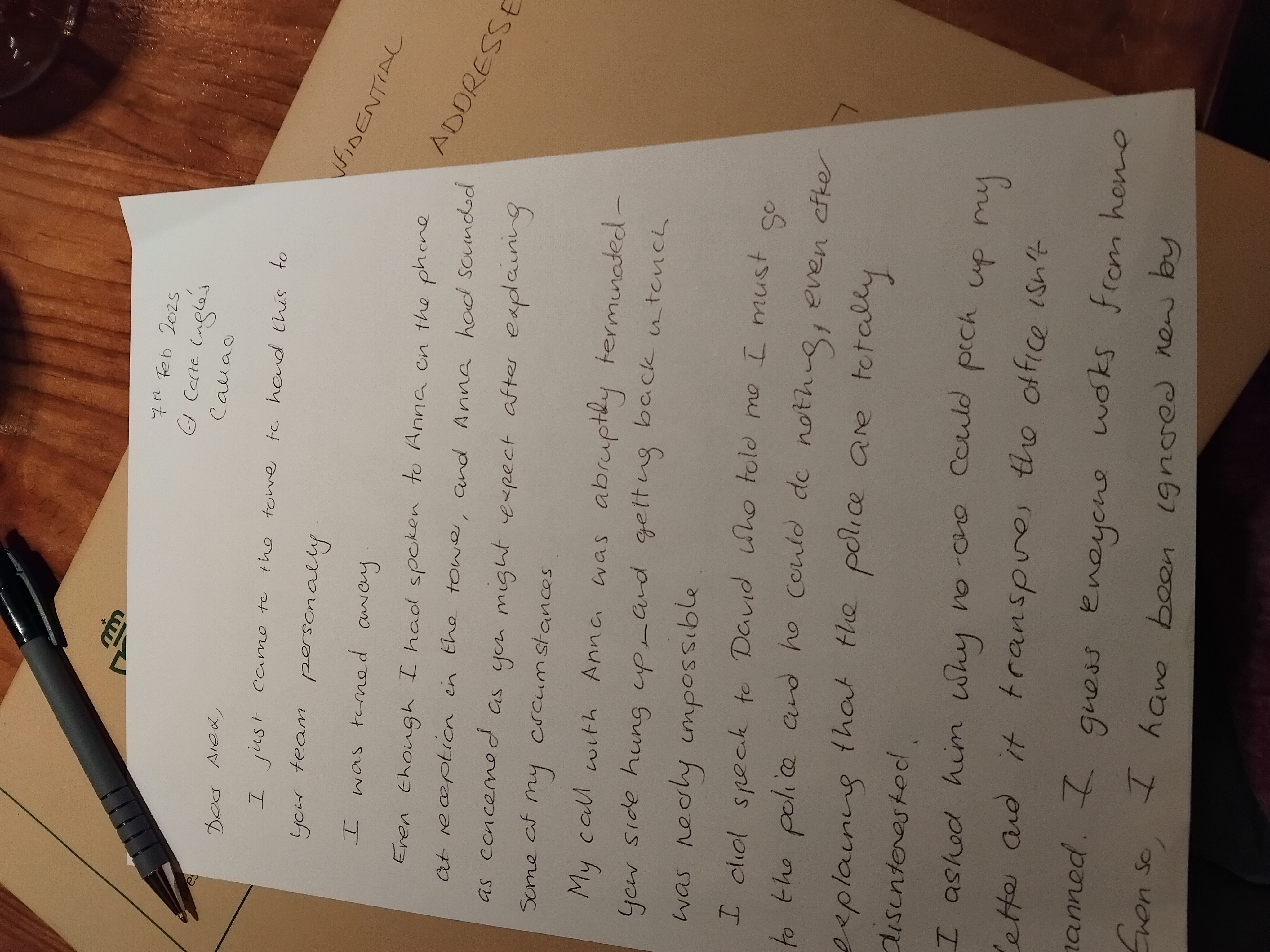 Further supplementary page front