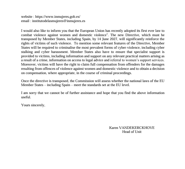 Response from ECHR 2
