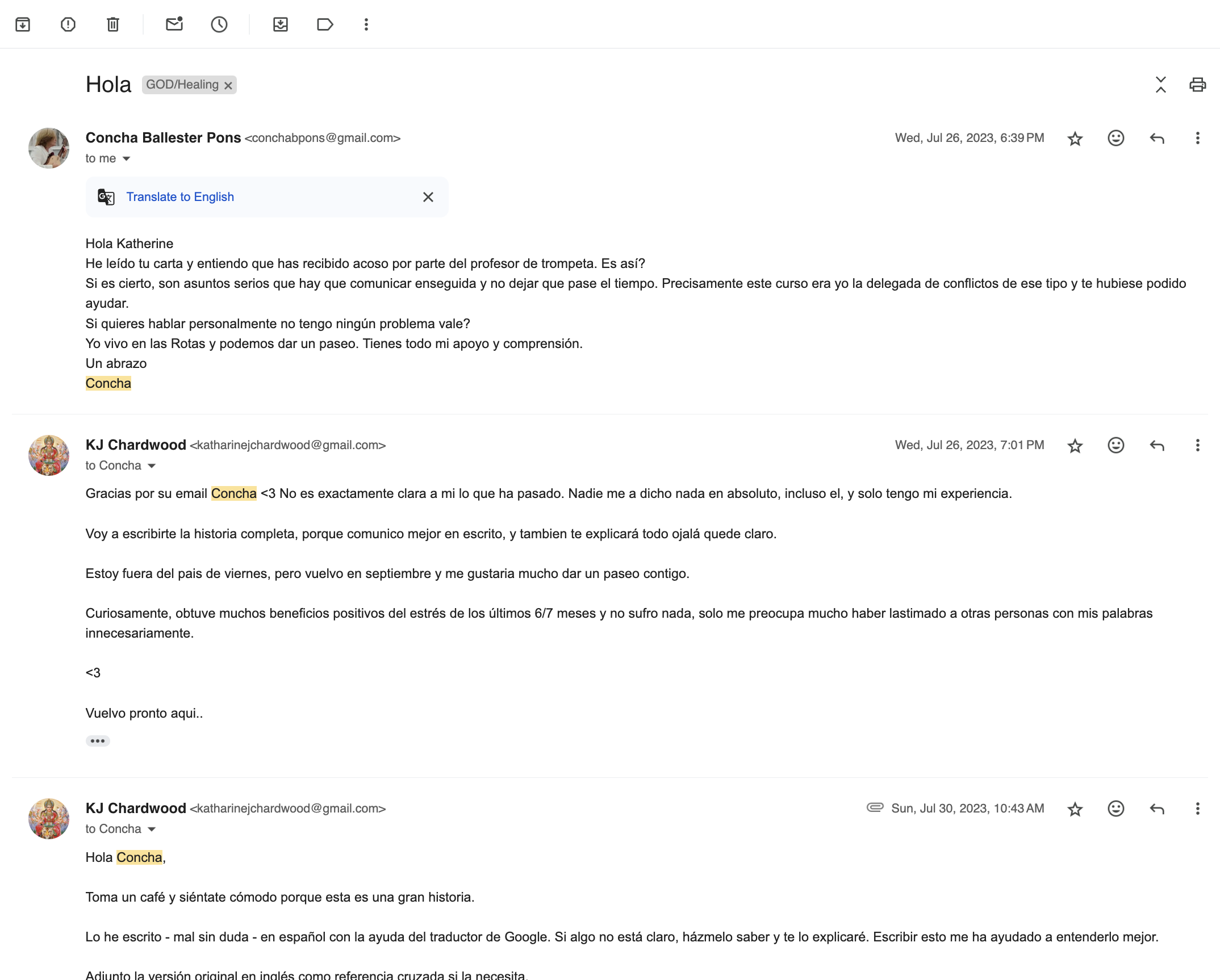 Emailing with Concha