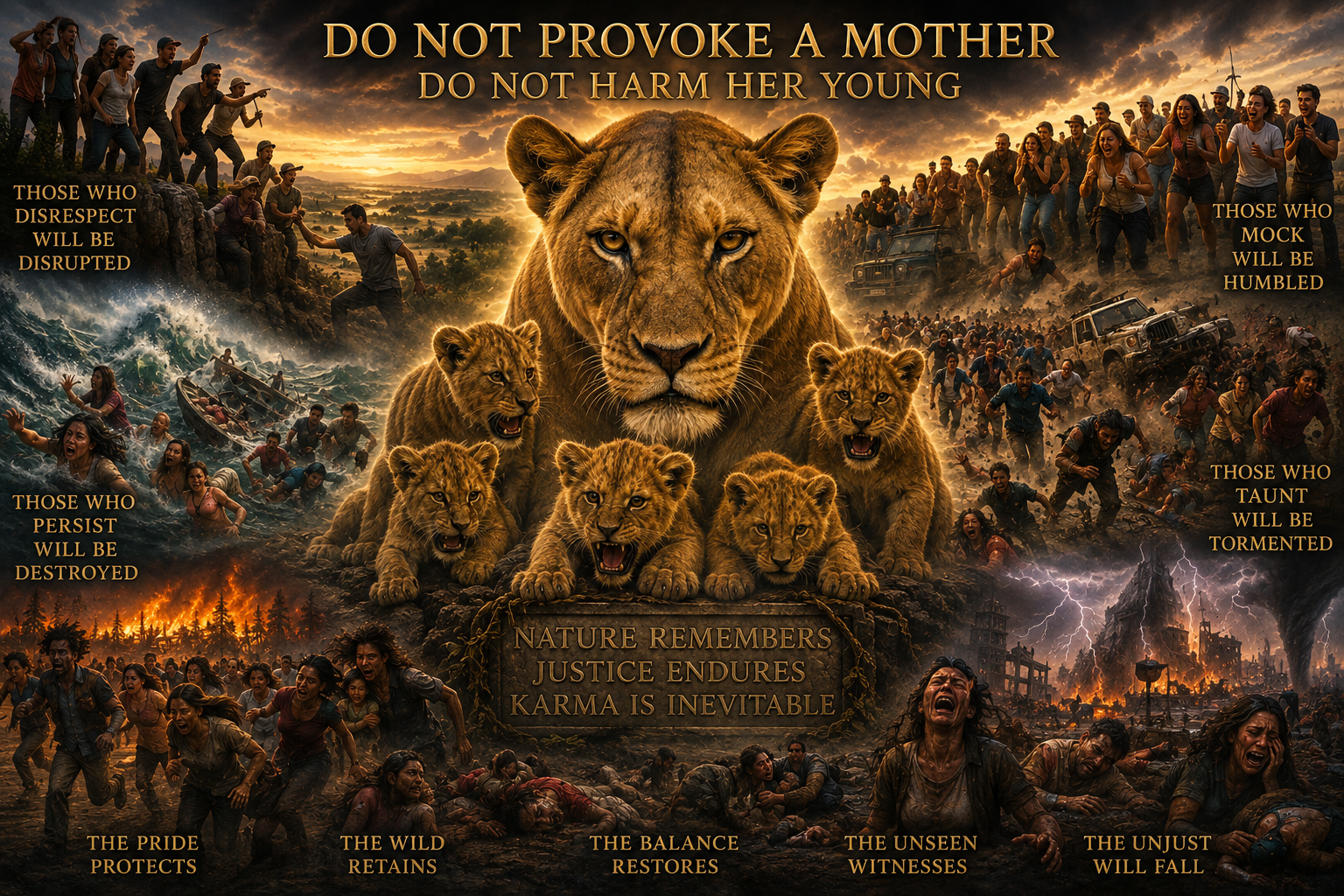 A lion and her cubs