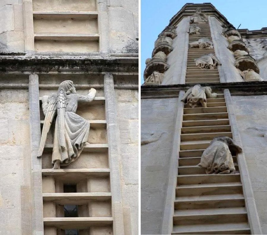 Angel climbing to heaven
