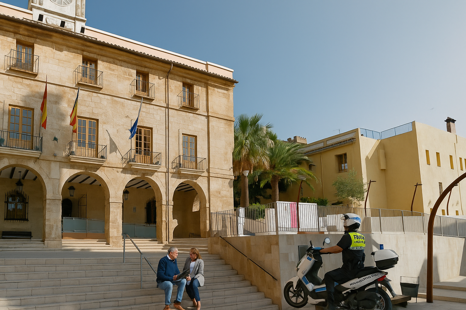 Enric outside the town hall