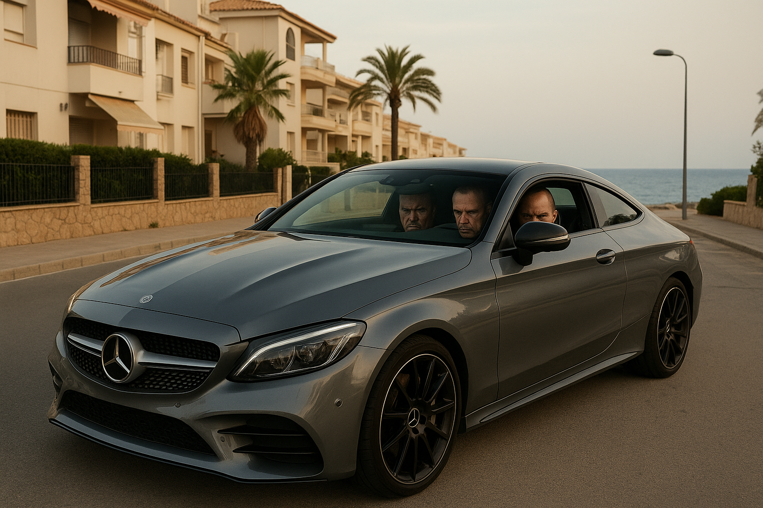 Grey Mercedes coupe
