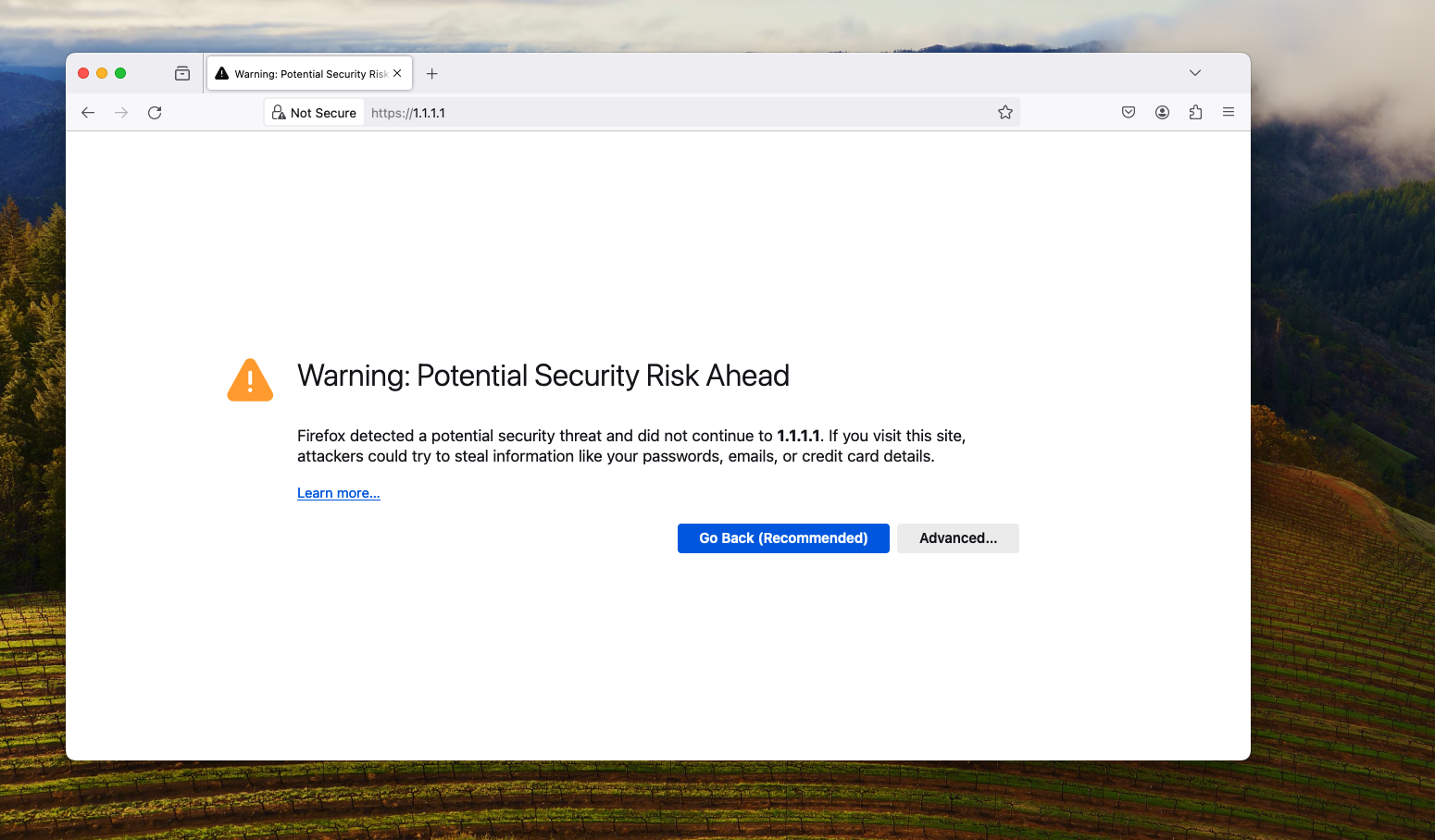 Firefox security alert