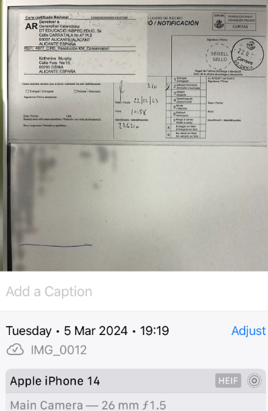 Receipt of postage