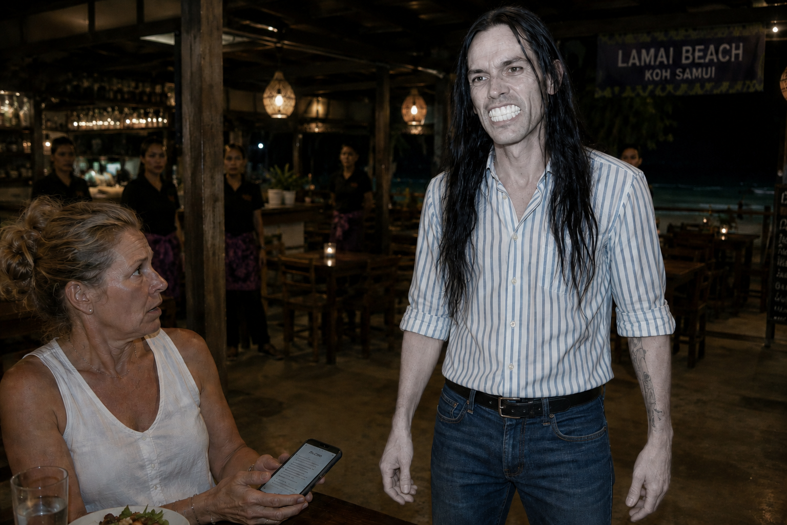 Man bares teeth