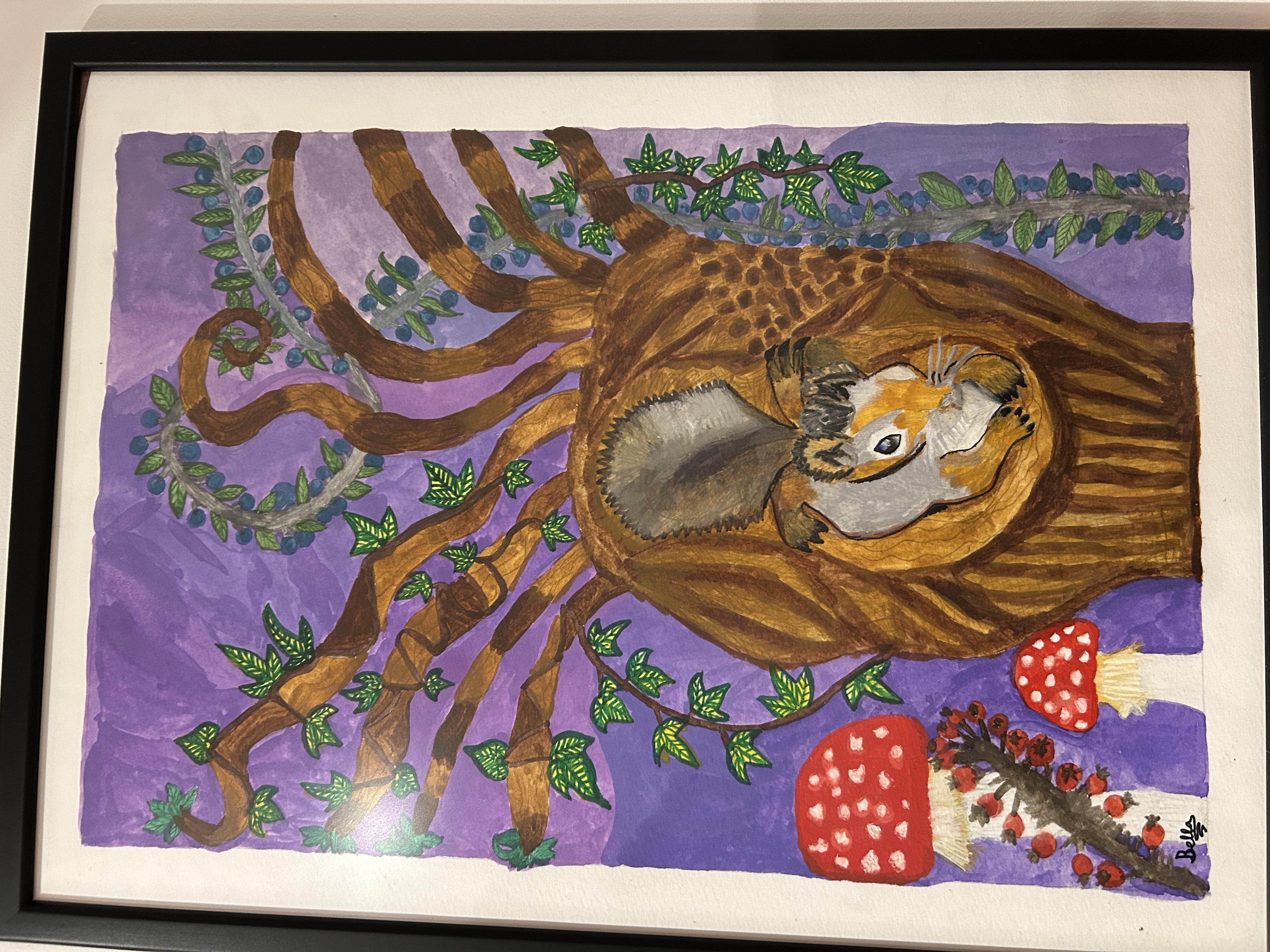 Squirrel strawberries and magic mushrooms