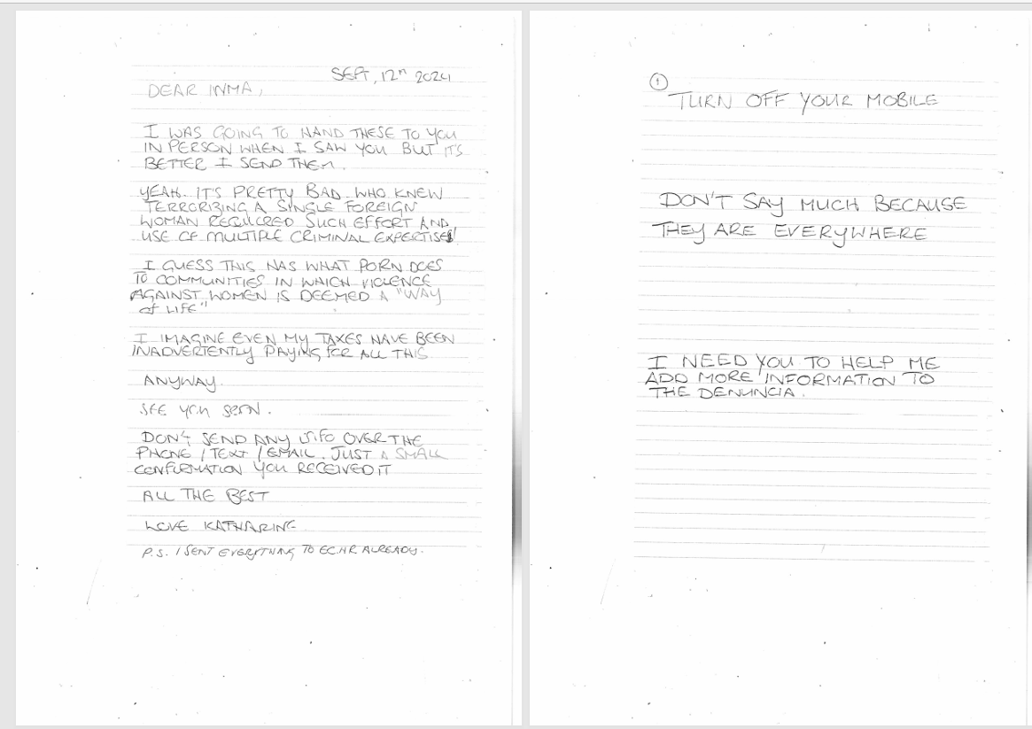 The handwritten letters