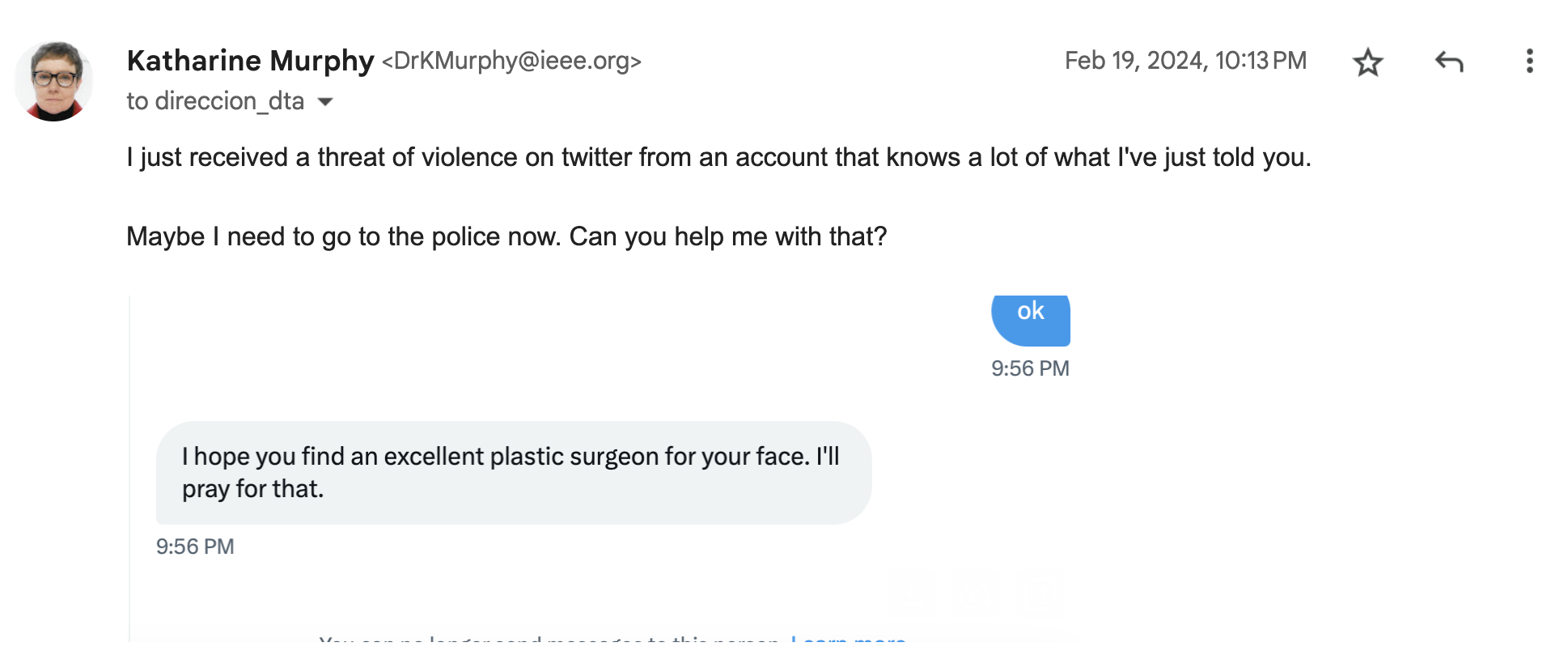 Threat of violence on Twitter