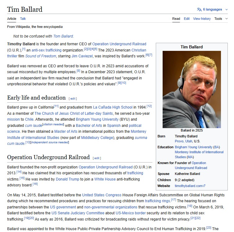 Tim Ballard - child trafficker destroyer