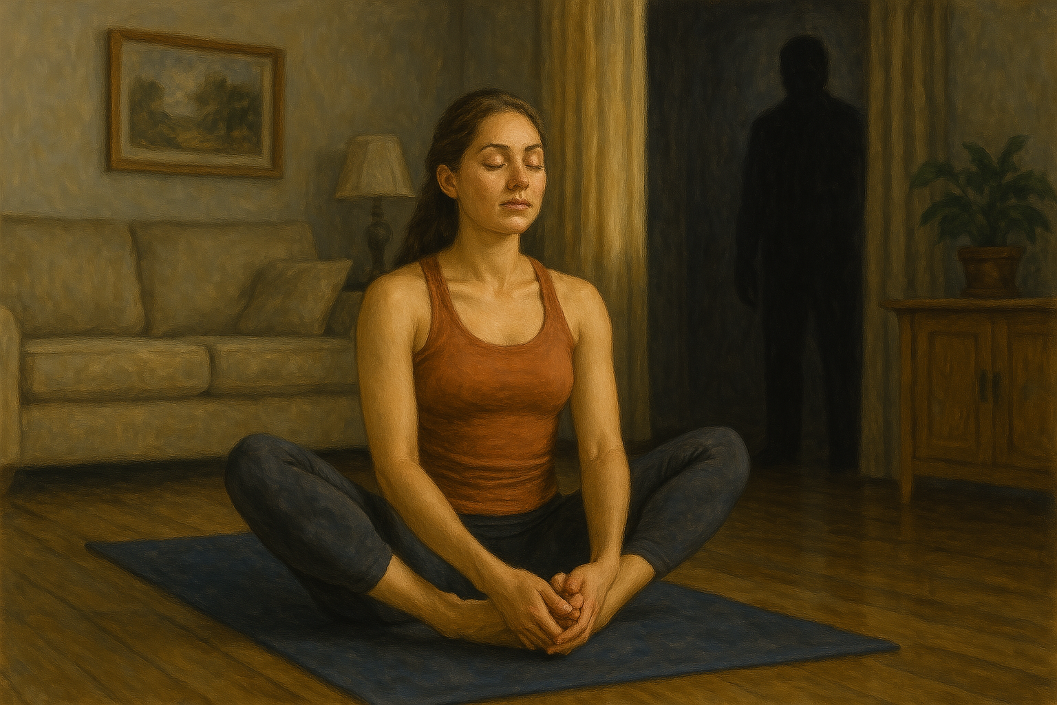 Yoga with the dark figure