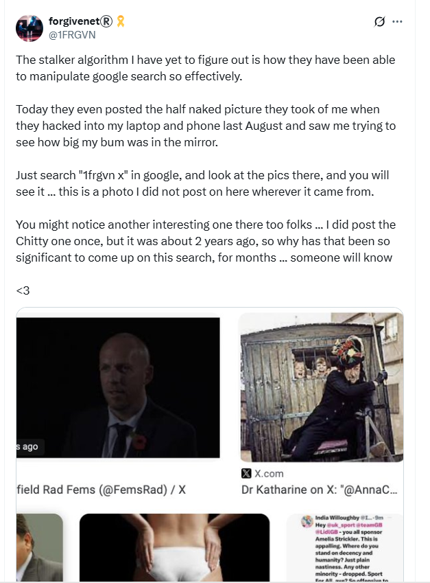 Screenshot of the stalker result