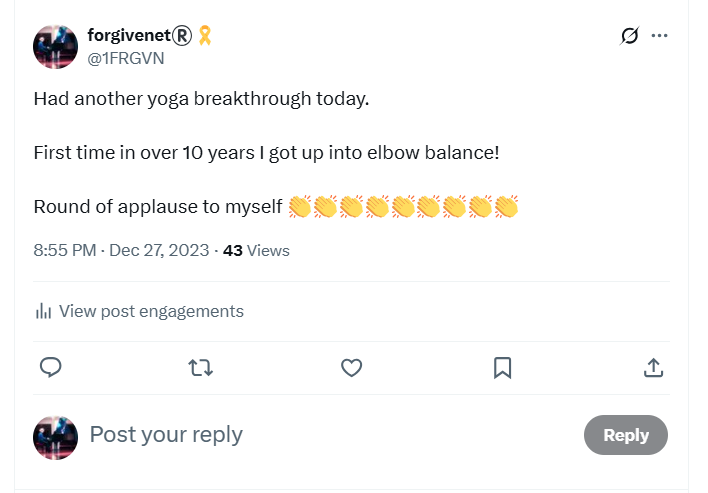 Elbow balance for the first time in ages