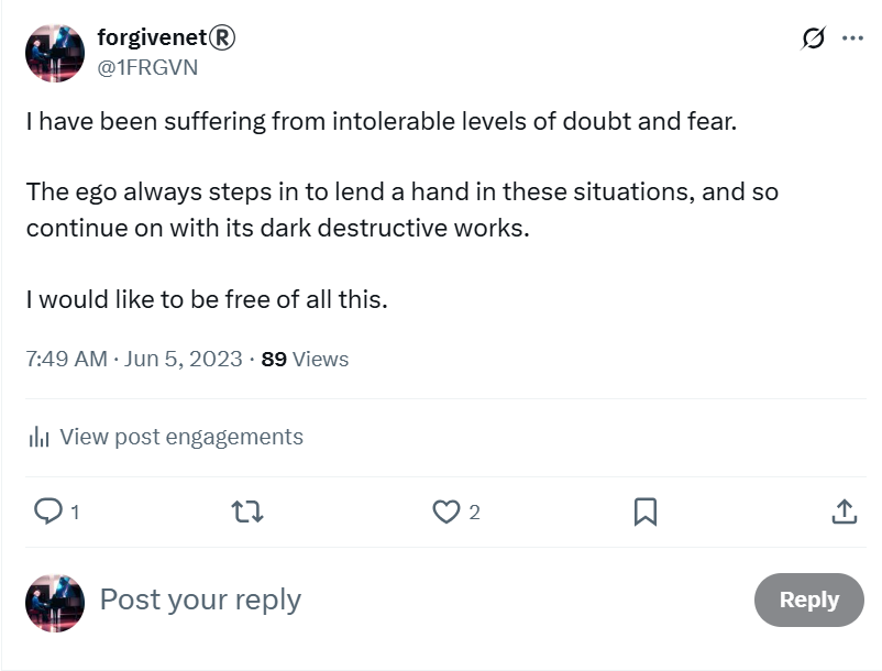 Intolerable levels of doubt and fear