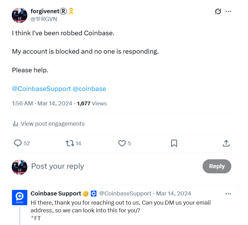 Robbed on Coinbase