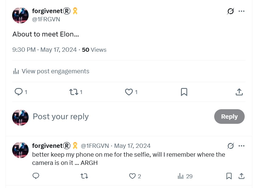 About to meet Elon