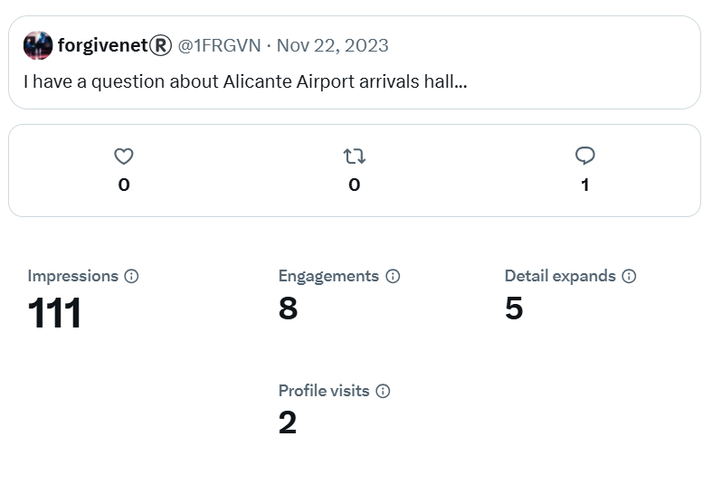 Translated Alicante airport tweet