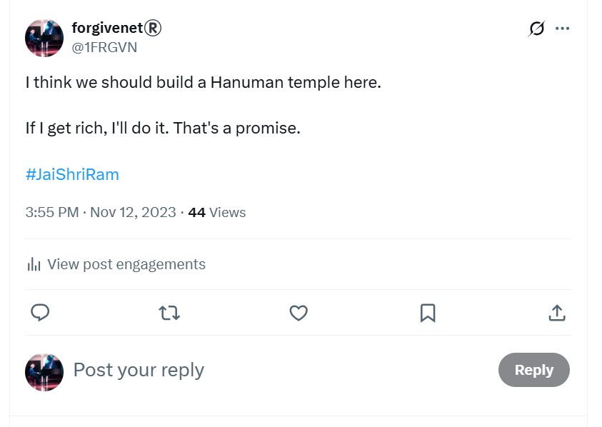 Hanuman temple thoughts and promises