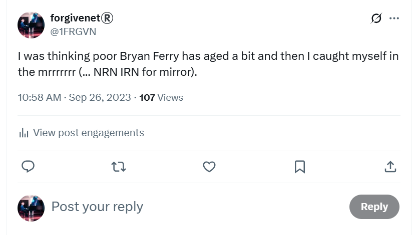 Bryan Ferry has aged