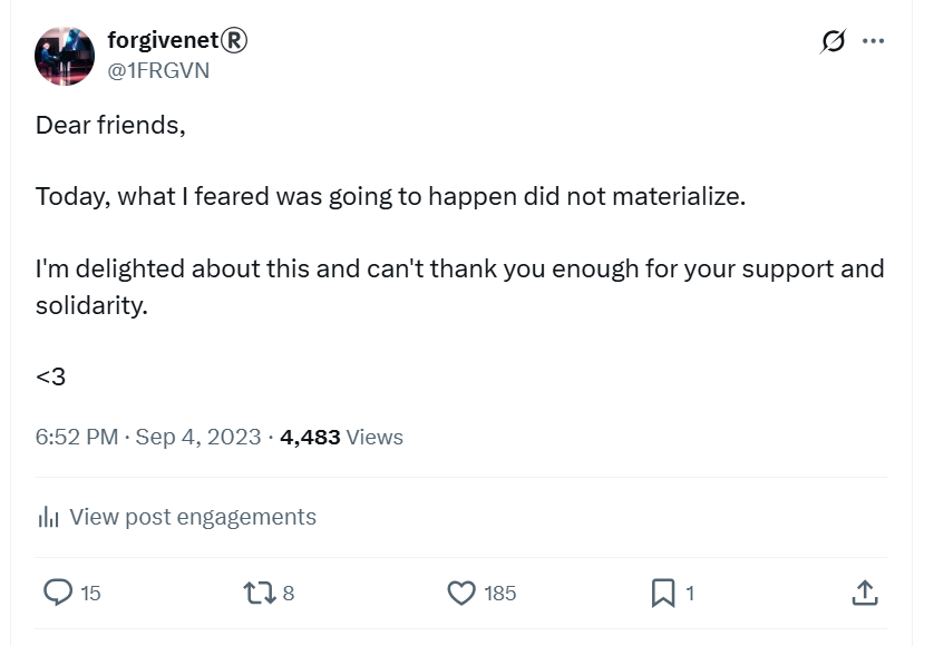Thanking for the support