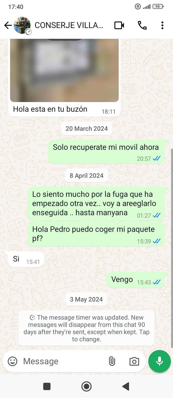 Text Pedro about the leak